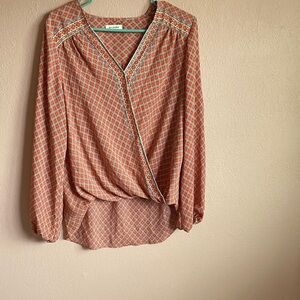 Max Studio Coral Geometric Blouse